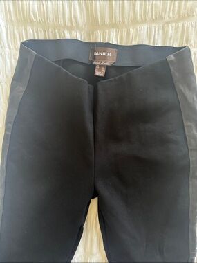 Danier Black Ponte Pants with Leather Trim